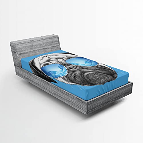 Ambesonne Pug Fitted Sheet, Dog Portrait Mirror