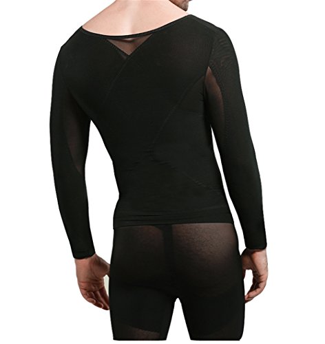 Gynecomastia Compression Hide Man Moobs Chest Binder Clasp Waist Trimmer T-Shirt (Medium)