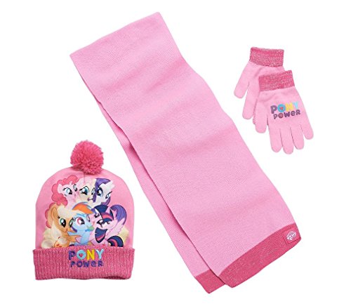 Girls Pink My Little Pony Winter Accessories Set-- Hat, Scarf, & Mittens