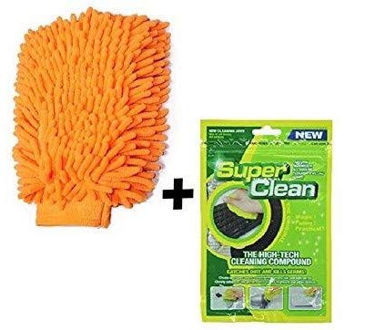 LAZI Universal Cleaning Kit Combo of Car Vehicle AC Vent Interior Dust Cleaning Gel Jelly Detailing Putty with Double Sided Microfiber Bike Cleaning Dusting Washing Hand Mitt Cloth Glove Glows Sponge