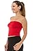 Kurve Women’s Strapless Tube Top - Medium Length Seamless Bandeau Stretchy Sexy Bra Tops, UPF 50+ (Made in USA), Red, X-Small/Medium