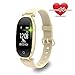 WOWGO Fitness Tracker, Women Sport Tracker Smart Watch Band Bracelet, Heart Rate Monitor Smart Bracelet,Wristband Watch with Health Sleep Activity Tracker Pedometer for iOS Android Phone, Gold