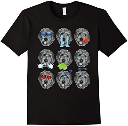 Mens LABRADOODLE Dog Nine Emotions Face Funny T-Shirt Gift Large Black