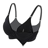UTOVME Women's Maternity Nuring Bra Pumping Bra Wire Free Seamless Pregnant Breastfeeding Soft Cotton, Black XL