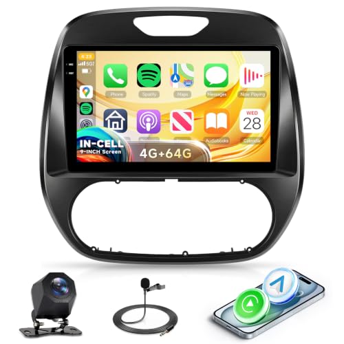 Rimoody 4G+64G Autoradio Android per Renault Captur Clio 2011-2018, 9" Touchscreen Schermo IN-Cell Radio con Carplay Android Auto Senza Fili FM/RDS/EQ Navi GPS WiFi Bluetooth Mirror Link Retrocamera