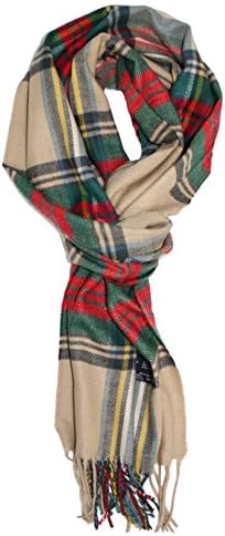 Ted and Jack - Ted's Classic 20% Cashmere 80% Viscose Plaid Scarf (Tan and Green)