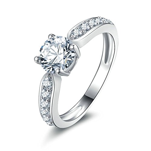 Gnzoe Jewelry, Women Wedding Ring Drill Classic Band Cubic Zirconia, Customized Ring