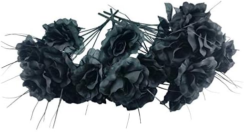 MM TJ PRODUCTS Artificial Black Roses Bouquet (One Pack of 4 Bouquets)
