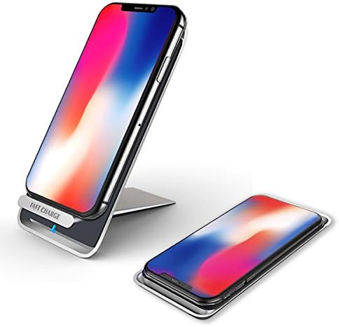 DULLA Dual 3Coil Wireless Charger, Qi-Certified 10W Fast Wireless Charger Stand for Samsung, 7.5W Wireless Charger for iPhone x 8 Plus Xmax, All Qi-Enabled Devices (Without AC Adapter)