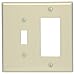 Leviton 2-Gang 1-Toggle 1-Decora/GFCI Combination Wallplate, Midway Size, Thermoset, 80605-I, Ivory