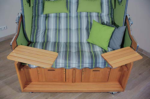 Strandkorb mit Bullaugen der Meisterklasse produziert in Deutschland Modell Wales Breite 135 cm – Bild 8