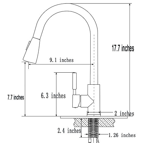 VESLA HOME Commercial High Arch Pull Down Sprayer Brushed Nickel Kitchen Sink Faucet, Swivel Single Lever Stainless Steel Kitchen Faucet With Deck Plate