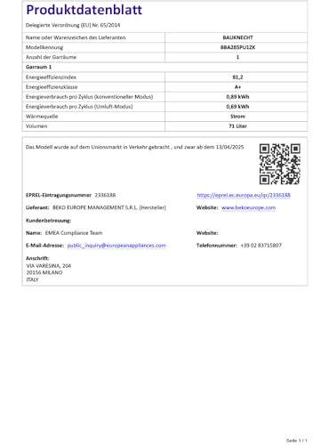 Bauknecht BBA285PU1ZK Einbau-Backofen, 60 cm, 71 l Garraum, Heißluftbackofen mit 12 Funktionen, PowerHeißluft, FlexiClean Pyrolyse & Hydrolyse, Multi-Level-Kochen, Schwarzglas 10