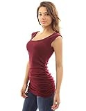PattyBoutik Women's Scoop Neck Ruched Tank Top