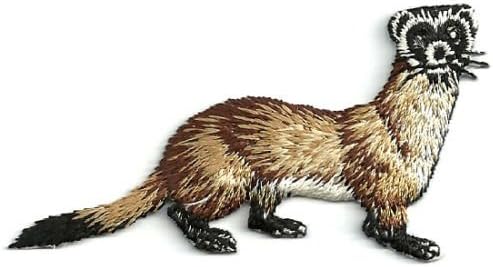 DKAORU FERRET-BLACK FOOTED EMBROIDERED IRON ON APPLIQUE PATCH Happy crafting
