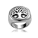 Mens Heavy 316L Stainless Steel Ring, Classic Gothic Tree of Life, Black Silver