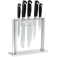 Mercer Culinary Genesis 6-Piece Forged Knife Block Set, Tempered Glass Block