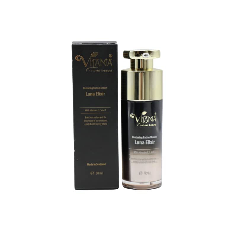 Vilana Natural Beauty Retinol Face Cream Luna Elixir Rejuvenating Night Cream, Advanced Anti-Ageing Moisturiser With Vitamins A, C, E Reduces Skin Pigmentation And Irritation, Vegan Friendly 30ml