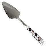 Tom David Lewis Decorative Cake Spatula, Serrated, Beaded Handle, Pink, Elegant Wedding Favor, 3673