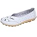 Boomboom Women Shoes, Soft Lady Flats Sandal Leather Ankle Casual Slipper Single Shoes White US 8