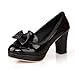 Charm Foot Fashion Bows Womens Chunky Heels Pumps Shoes