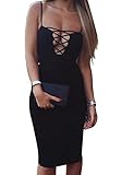 Allegrace Womens Summer Sexy Strap Criss Cross Bodycon Party Evening Dresses Black S