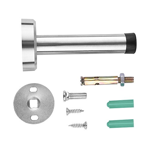 BASEIN Wall Door Stopper 6 Pack Rubber Door Bumpers Wall Amount Door Stop Brushed Finish Door Stopper Wall Protector with Hardware Screws 3.74inch