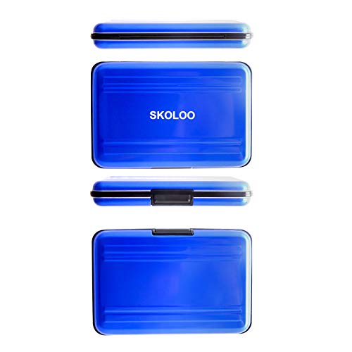 Micro SD Card Case Aluminum, SKOLOO Metal SD Card Holder Case Small Cute, SD Card Cases Storage, Blue