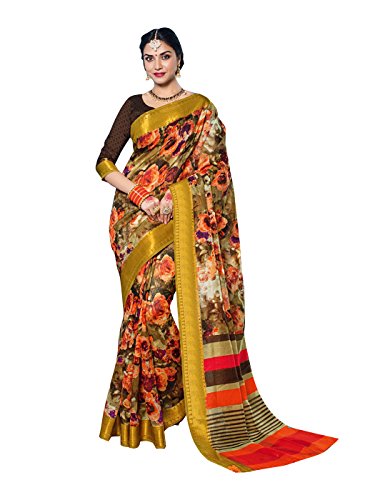 Shonaya Women's Printed Bhagalpuri Art Silk Multicolor Designer Saree With Unstitched Blouse Piece
