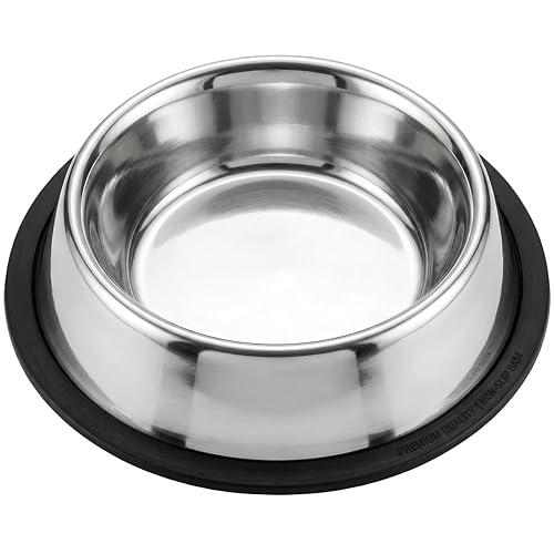 Loving Pets Stainless Steel Non-Tip Dog Bowl – Heavy Duty No Spill Dog Bowl wit…