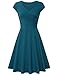 Laksmi Elegant Dresses, Womens Casual Dress A Line Cap Sleeve V Neck (Large, Dark Cyan)