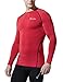TSLA Men's UPF 50+ Compression Shirts, Cool Dry Long Sleeve Athletic Tops, Sports Baselayer Workout Shirt, Zero Red, X-Large