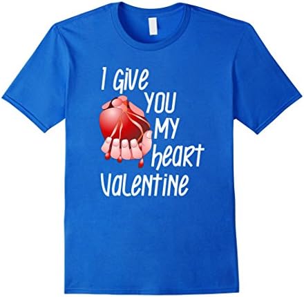Men's Give You My Heart Creepy Valentine T Shirt White Text XL Royal Blue