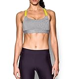 Under Armour Women's Armour Eclipse Heather Mid Impact Sports Bra, True Gray Heather/Smash Yellow, Medium