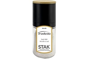 Trudeau Stak Salt Mill - Adjustable Ceramic Grinder, Moisture-Resistant Salt Grinder with Transparent Body and Bamboo Lid, Co