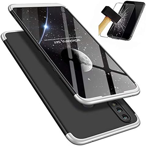 Huawei Honor 8X Max Case 360 degrees Ultra Thin Matte All-inclusive Protection 3 in 1 PC Full Body Cover+Free Tempered glass film by- Silver