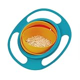 Gyro Bowl, McoMce 360 Degree Rotate No Spill Bowls for Toddlers, Spill Proof Baby Bowls with Lid for Toddlers Baby Kids, Creative Snacks Bowl Practice Feeding Bowl, Universal Rotating Bowl, Blue