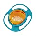 Gyro Bowl, McoMce 360 Degree Rotate No Spill Bowls for Toddlers, Spill Proof Baby Bowls with Lid for Toddlers Baby Kids, Creative Snacks Bowl Practice Feeding Bowl, Universal Rotating Bowl, Blue