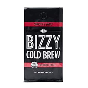 Bizzy Organic Cold Brew Coffee | Smooth &amp; Sweet Blend | Coarse Ground Coffee | Micro Sifted | Specialty Grade | 100% Arabica | 1 LB