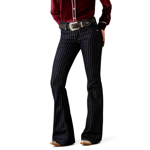 ARIAT Women's Perfect Rise Jasmine Flare Jeans, Silver Stripe Rinse, 30