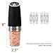 AmuseWit Gravity Electric Salt and Pepper Grinder Set of 2 [White Light] Battery Operated Automatic Pepper and Salt Mills with Light,Adjustable Coarseness,One Handed Operation,Black
