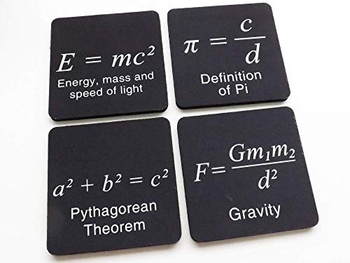 Math Formulas drink coasters set of 4 or 6 science home decor pi day logic arithmetic graduation