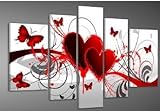 Hand-painted Wood Framed Oil Wall Art Red Flower Love Butterfly Home Decoration Abstract Landscape Oil Painting on Canvas 5pcs/set