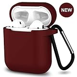 AirPods Case,SATLITOG Protective Silicone Cover Compatible with Apple AirPods 2 and 1(Not for Wireless Charging Case)(Burgundy)