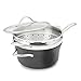 Calphalon Contemporary Hard-Anodized Aluminum Nonstick Cookware, Saucepan with Steamer Insert, 4 1/2-quart, Black