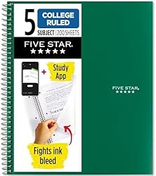 Five Star Spiral Notebook + Study App, 5