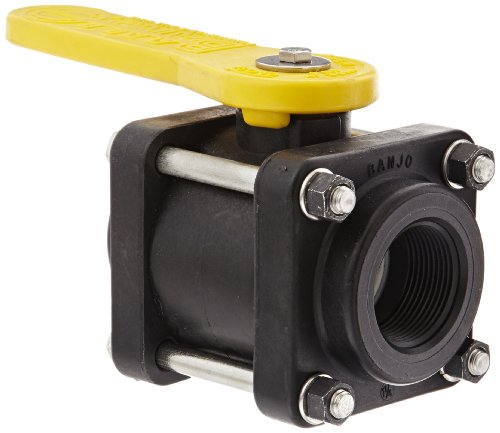 Banjo V125FP Polypropylene Ball Valve, Three Piece, Full Port, 1-1/4" NPT Female