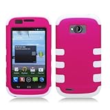 AIMO Progressive Combat Armor Case for ZTE Savvy Z750C [Straight Talk, Net10] - (White / Pink)