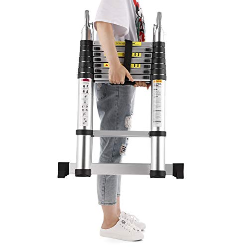Idealchoiceproduct 16.5FT Extension Folding Telescopic Aluminium A Frame Shape Ladder Steps ...