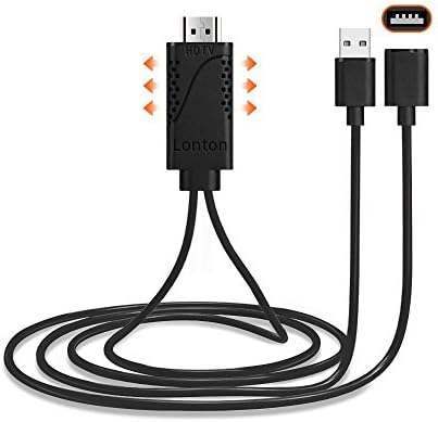 Lightning to HDMI Cable, Lonton 1080P Lightning Digital AV Adapter(6ft) for Mobile Phone Screen to TV/Projector converter, HDMI Adapter for Android device, iPhone, iPad, Samsung -Plug and Play(Black)